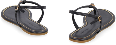 Shop Tory Burch Emmy Leather Flat Sandals In Black