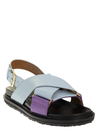 Shop Marni Fussbett - Calfskin Sandal In Light Blue/lilac