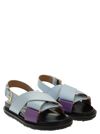 Shop Marni Fussbett - Calfskin Sandal In Light Blue/lilac