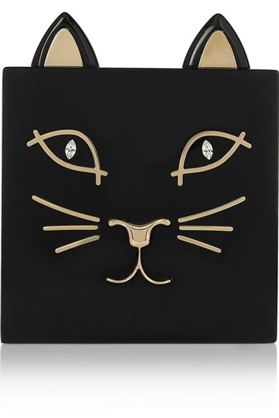 Shop Charlotte Olympia Kitty Embellished Perspex Clutch
