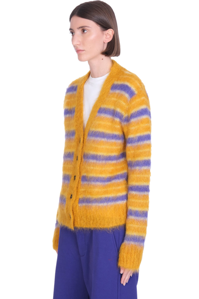 Shop Marni Cardigan In Yellow Wool