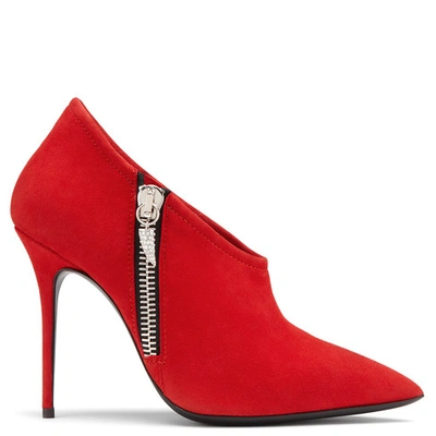 Shop Giuseppe Zanotti - Red Suede Boot With Side Zip Alice