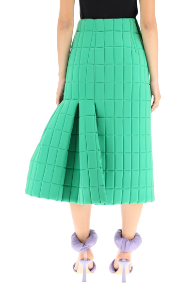 Shop A.w.a.k.e. Quilted Skirt With Side Pleated Detail In Green (green)