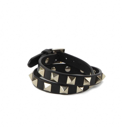 Shop Valentino Garavani Rockstud Double Twist Bracelet In Black