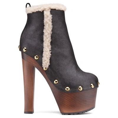Shop Giuseppe Zanotti - Black Leather Boots With Shearling Tropez