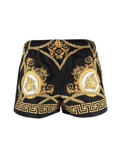 Shop Versace Swim Shorts In Black Gold