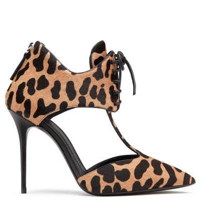 Shop Giuseppe Zanotti - Leopard Print Calf Hair Lace-up Pump Frida In Multicolor