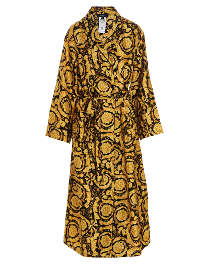 Shop Versace Barocco Printed Belted Robe In Multi