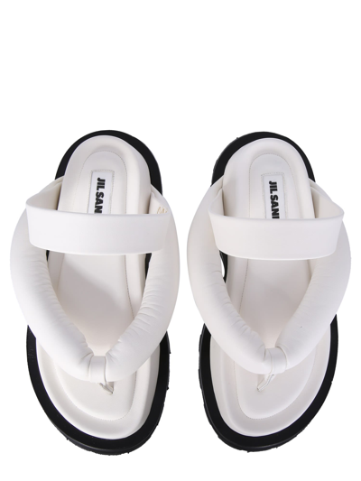 Shop Jil Sander Sandals With Platform In Bianco