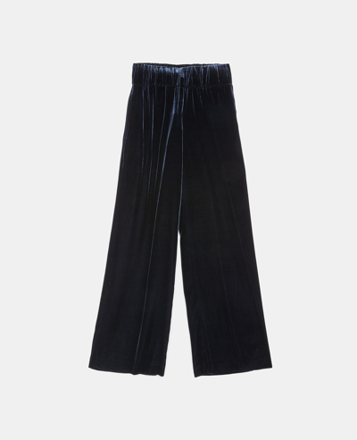 Shop Aspesi Trousers In Light Silk/viscose Velvet In Navy
