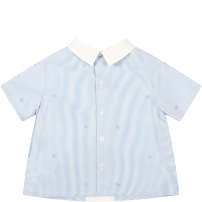 Shop Gucci Multicolor Shirt For Baby Boy With Bear In Light Blue