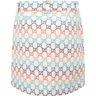 Shop Gucci Ivory Skirt For Girl With Double Gg