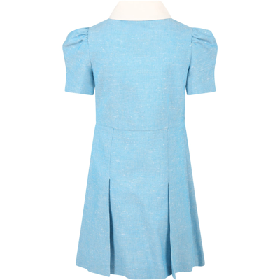 Shop Gucci Light-blue Dress For Girl In Light Blue