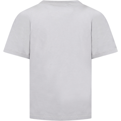 Shop Gucci Grey T-shirt For Kids With Logo In Multicolor