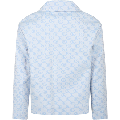 Shop Gucci Light-blue Jacket For Boy In Light Blue