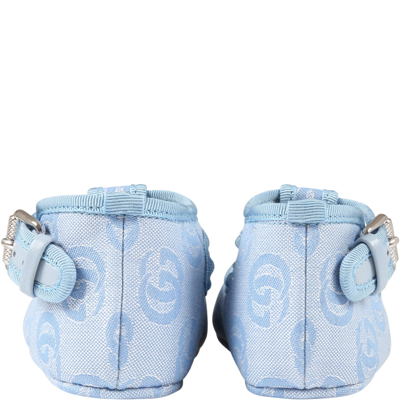 Shop Gucci Light-blue Shoes For Baby Boy In Light Blue
