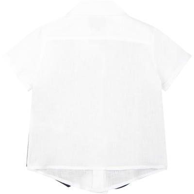 Shop Fay White Shirt For Baby Boy In Multicolor