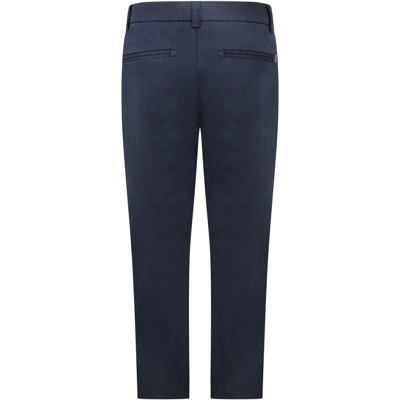 Shop Dondup Blue Trousers For Boy With Patch Logo