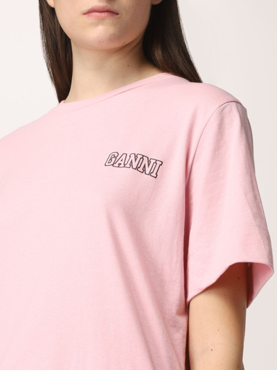 Shop Ganni Software Logo Print T-shirt In Pink