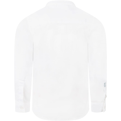 Shop Dondup White Shirt For Boy With Light Blue Logo