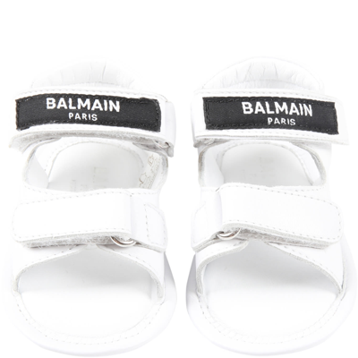 Shop Balmain White Sandals For Baby Kids