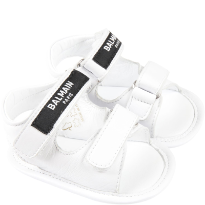 Shop Balmain White Sandals For Baby Kids