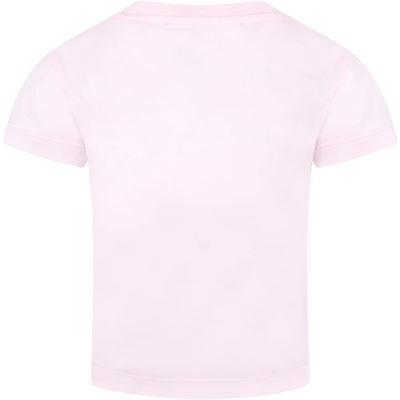 Shop Philosophy Di Lorenzo Serafini Pink T-shirt For Girl With Black Logo