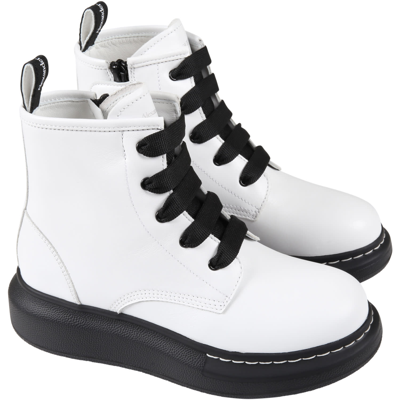 Shop Alexander Mcqueen White Boots For Kids