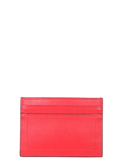 Shop Moschino Leather Card Holder In Rosso