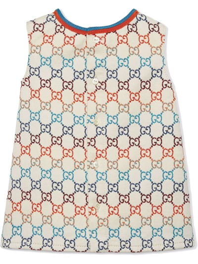 Shop Gucci Baby Gg Cotton Jacquard Dress In Multicolor