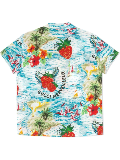 Shop Gucci Childrens Strawberry Smoothie Print Shirt In Multicolor