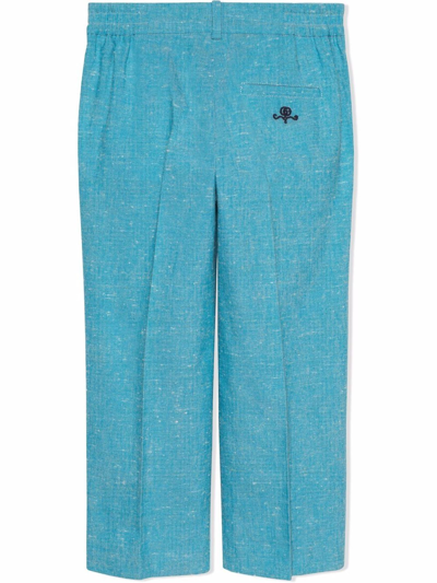 Shop Gucci Childrens Canvas Trousers In Azzurro