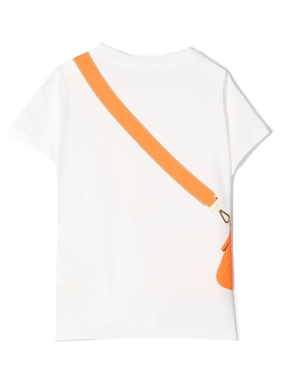 Shop Fendi White Cotton T-shirt In Bicolore