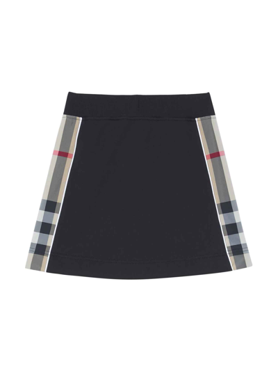 Shop Burberry Black Skirt With Check Print In Nero