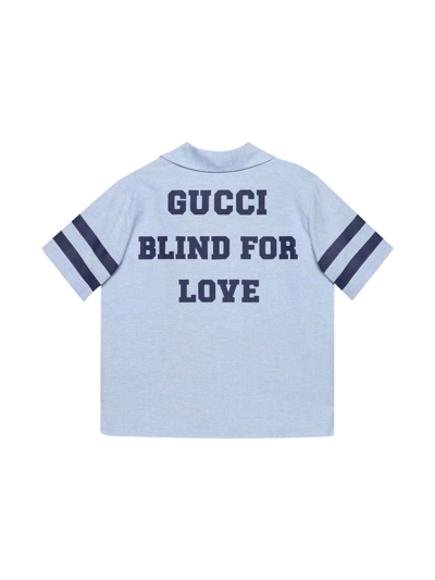 Shop Gucci Light Blue Blind For Love Shirt In Celeste