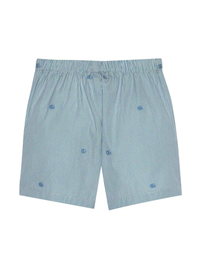 Shop Gucci Unisex Striped Shorts In Azzurro/bianco