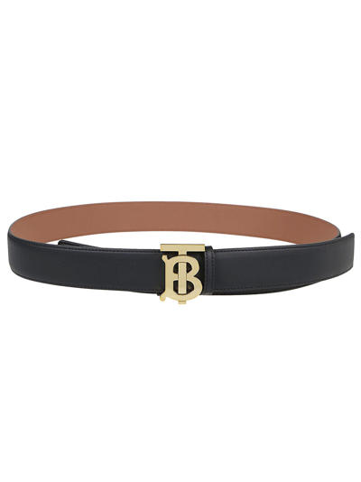 Shop Burberry Tb Reversible Belt In Black/ Malt Brown