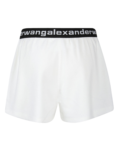 Shop Alexander Wang T Stretch Corduroy Short W/logo Elastic In Bright White