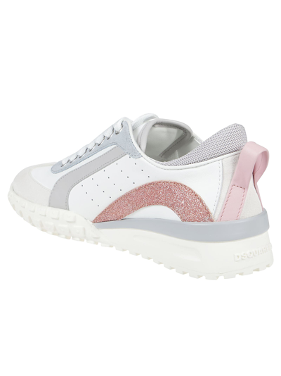 Shop Dsquared2 Lace-up Low Top Sneakers In Bianco/argento/rosa