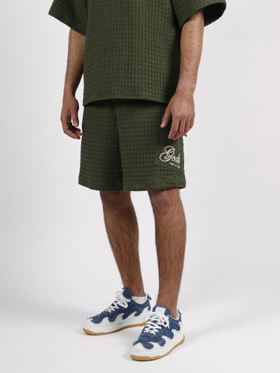 Shop Gcds Embroidered Logo Shorts In Green
