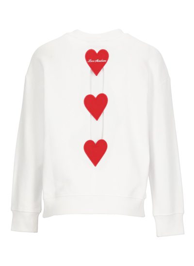 Shop Love Moschino Logo Sweatshirt In Optical White