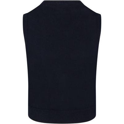 Shop Armani Collezioni Blue Vest For Boy With Iconic Eagle