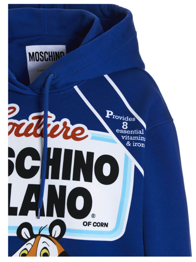 Shop Moschino Hoodie In Blue