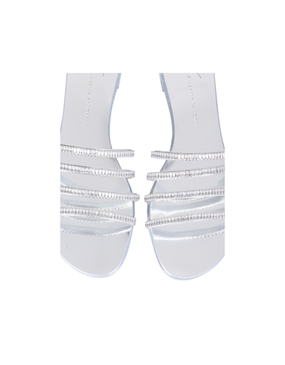 Shop Giuseppe Zanotti Flat Crystal Sandals In Silver