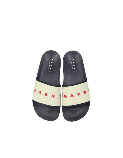 Shop Marni Slide Sandals With Logo In Powder Pink