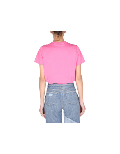 Shop Ganni Smiley T-shirt With Print In Pink