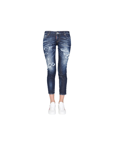 Shop Dsquared2 Jennifer Cropped Jeans In Denim