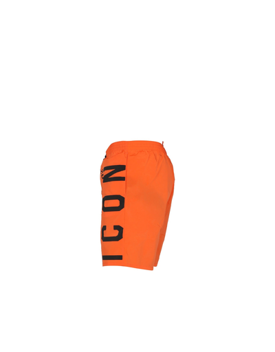 Dsquared2 Logo-print Drawstring Swim Shorts In Orange