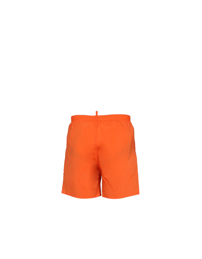 Dsquared2 Logo-print Drawstring Swim Shorts In Orange