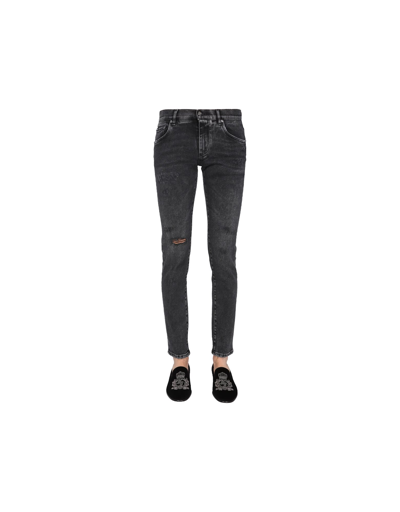 Shop Dolce & Gabbana Skinny Fit Jeans In Black